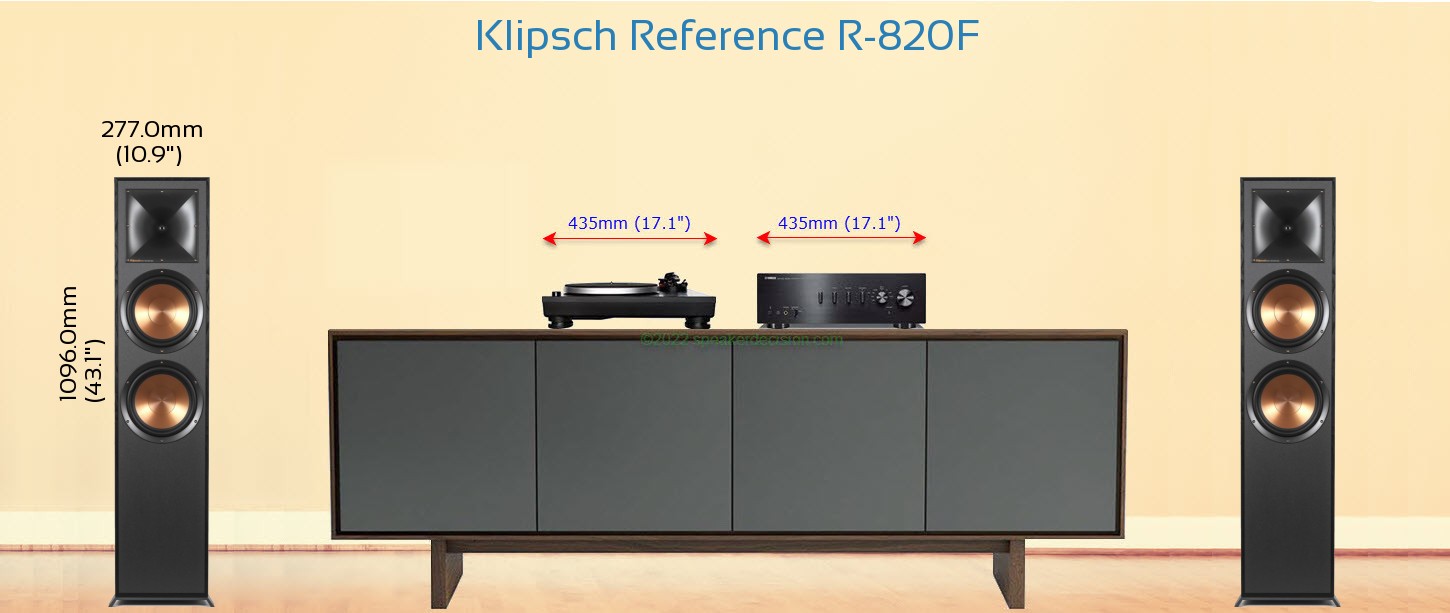 Klipsch R-820F placed next to a Media Stand