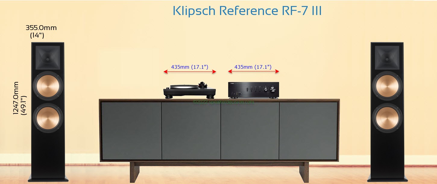 Klipsch RF-7 III placed next to a Media Stand