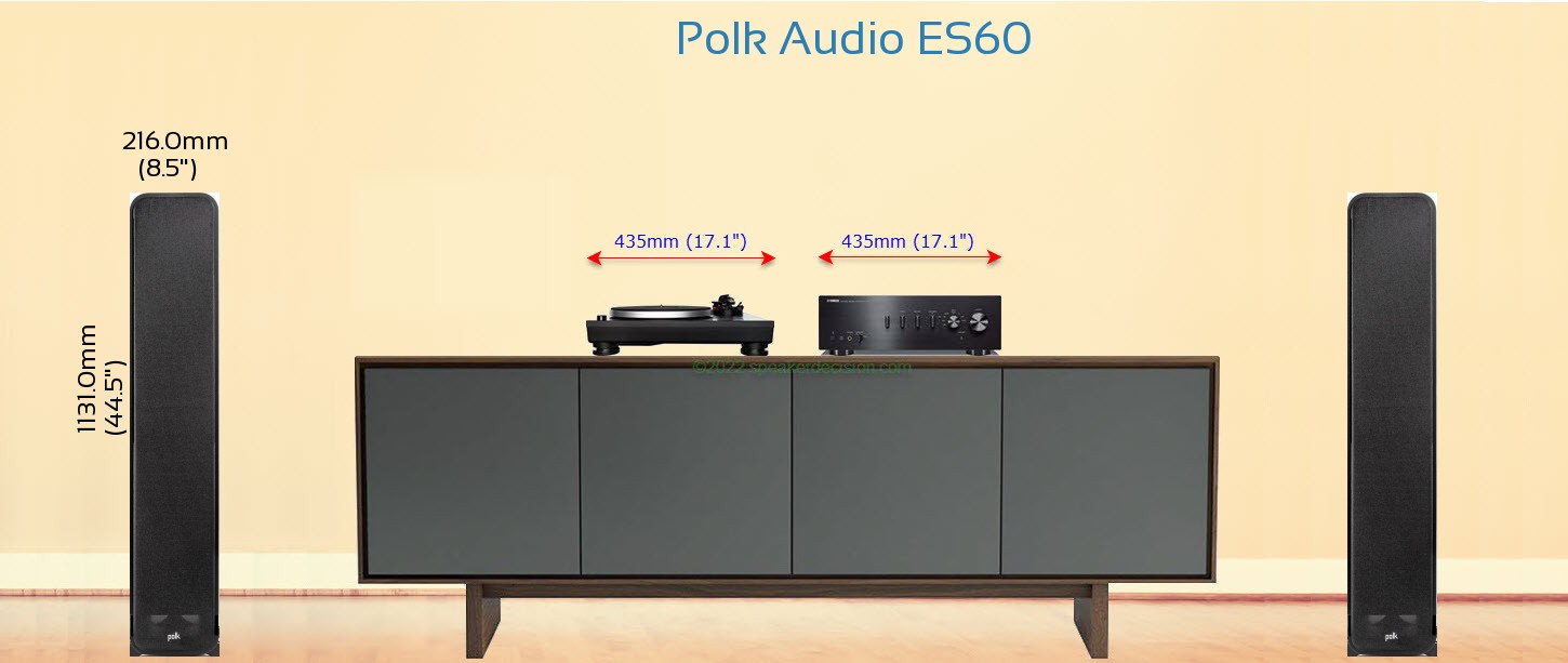 Polk ES60 placed next to a Media Stand