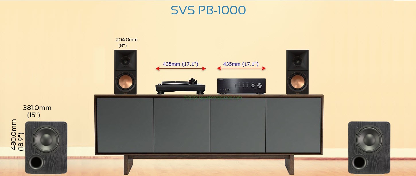 SVS PB-1000 placed next to a Media Stand