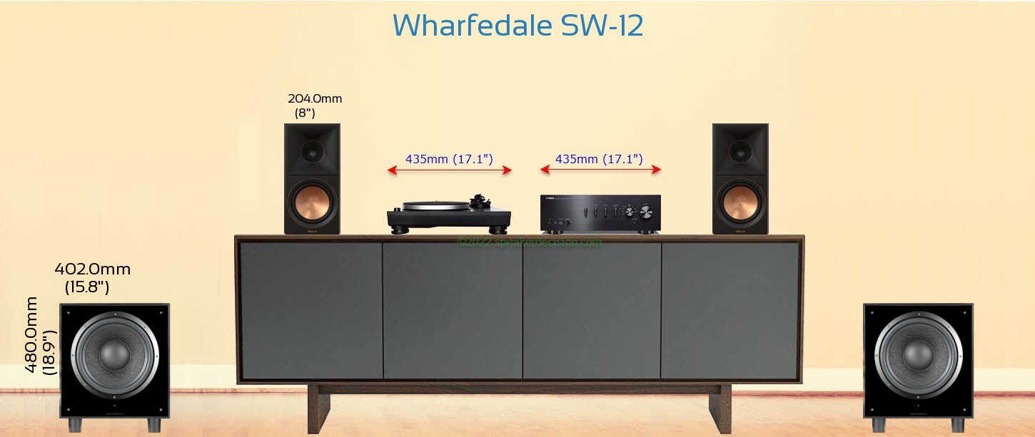 Wharfedale SW-12 placed next to a Media Stand
