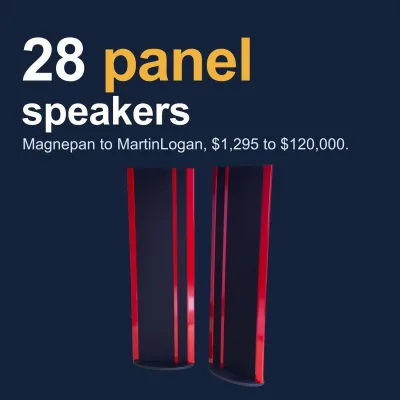 Magnepan 3.7i planar magnetic speakers in red, one of the 18 Magnepan models in the Speaker Decision database