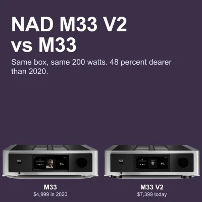 The NAD M33 and M33 V2 side by side