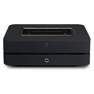The current Bluesound POWERNODE, model N331, 1,299 dollars: 100 watts a channel and the cheapest watt of any BluOS amplifier we list