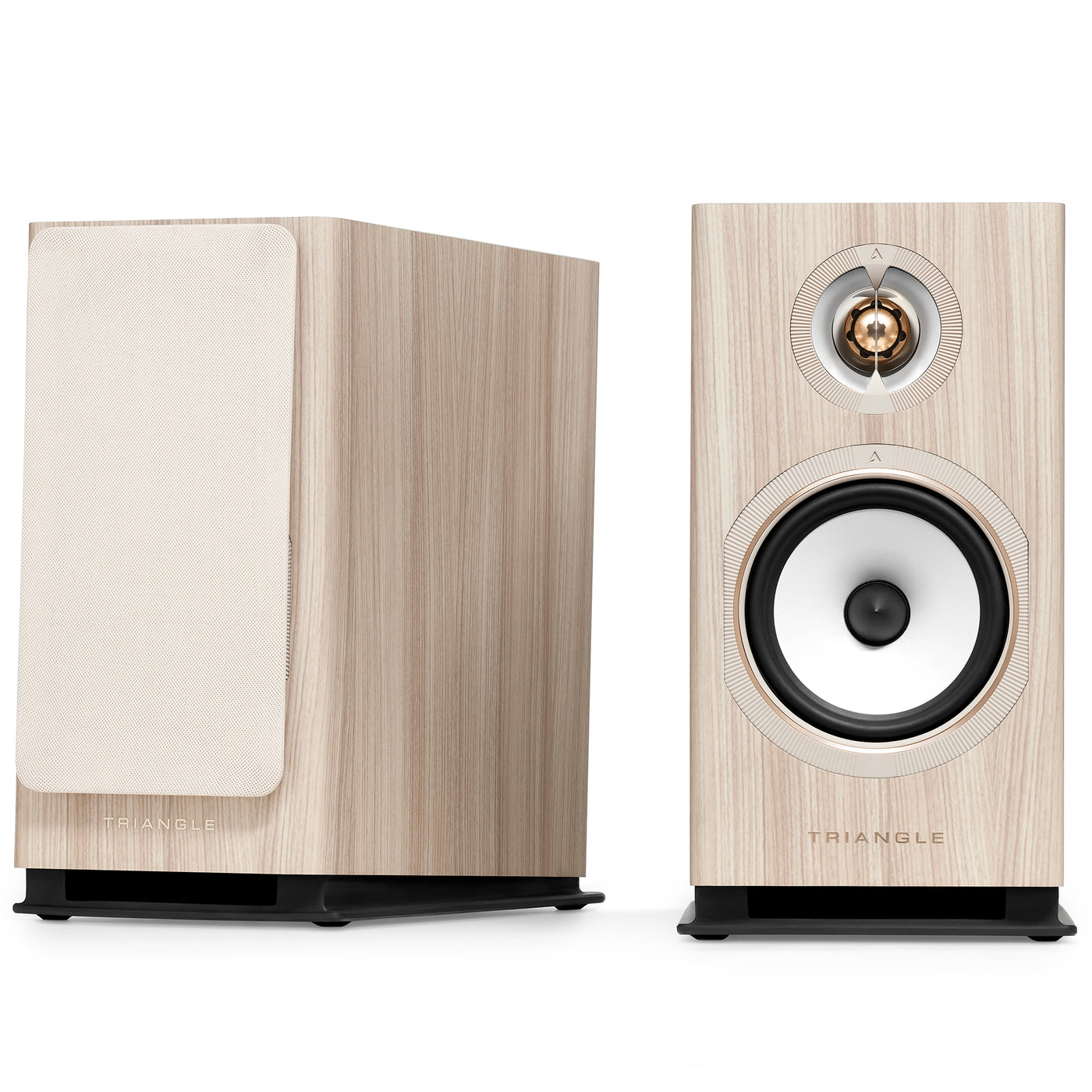 The Solstice 3 in birch. Teak, birch, black ash and white are the four finishes, all with colour-matched magnetic grilles