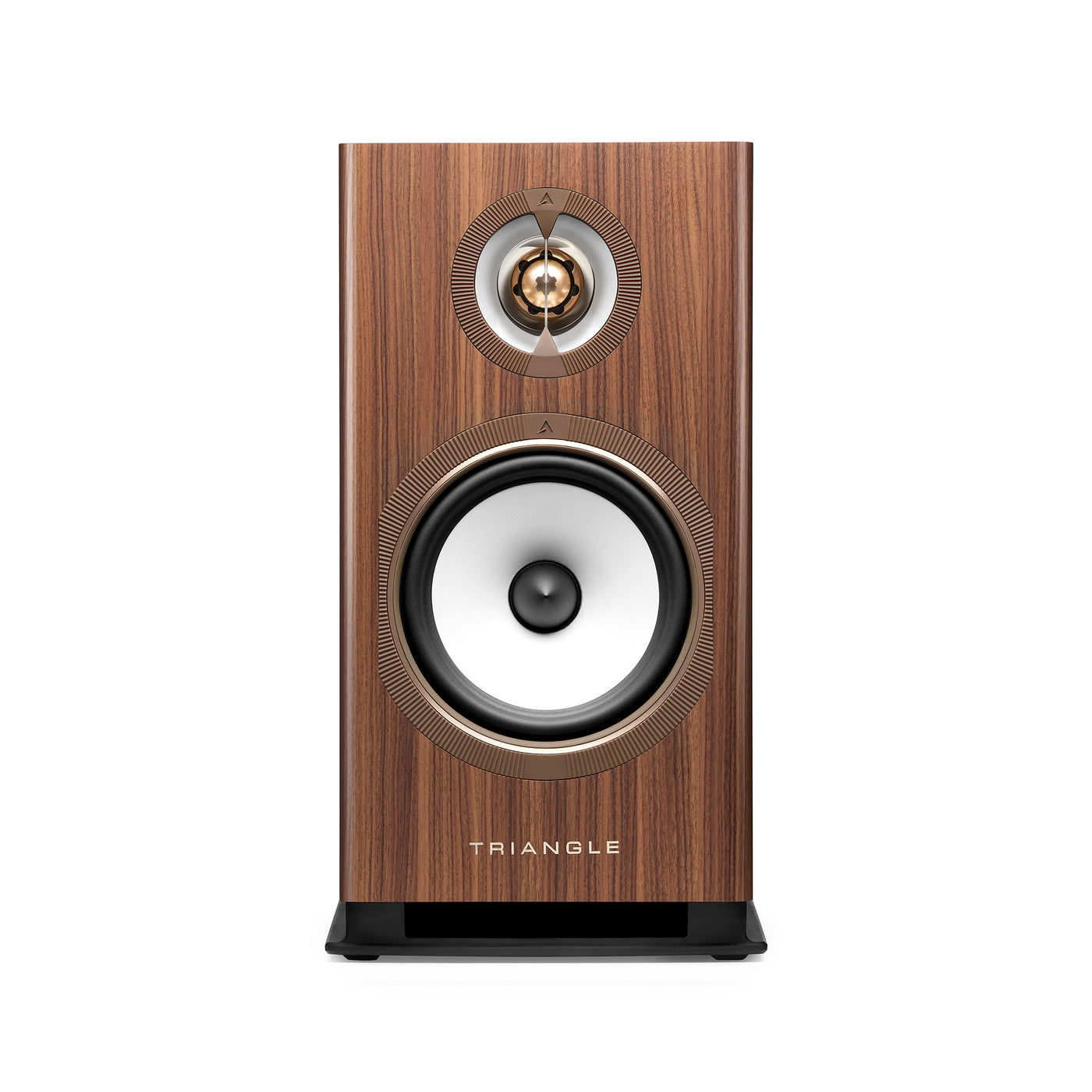The Solstice 3 straight on. The bass reflex vent is the slot in the plinth, not a port on the baffle