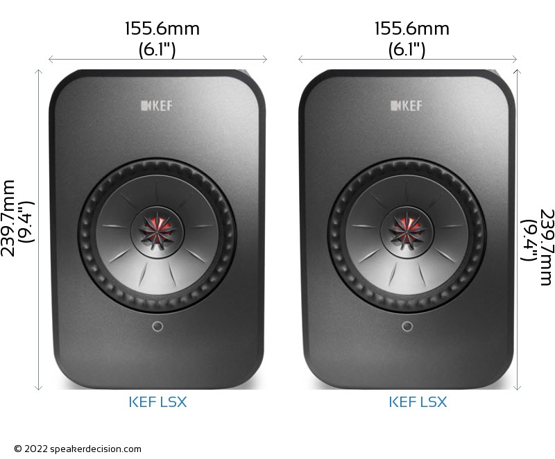 KEF LSX vs KEF LSX Size Comparison - Front View